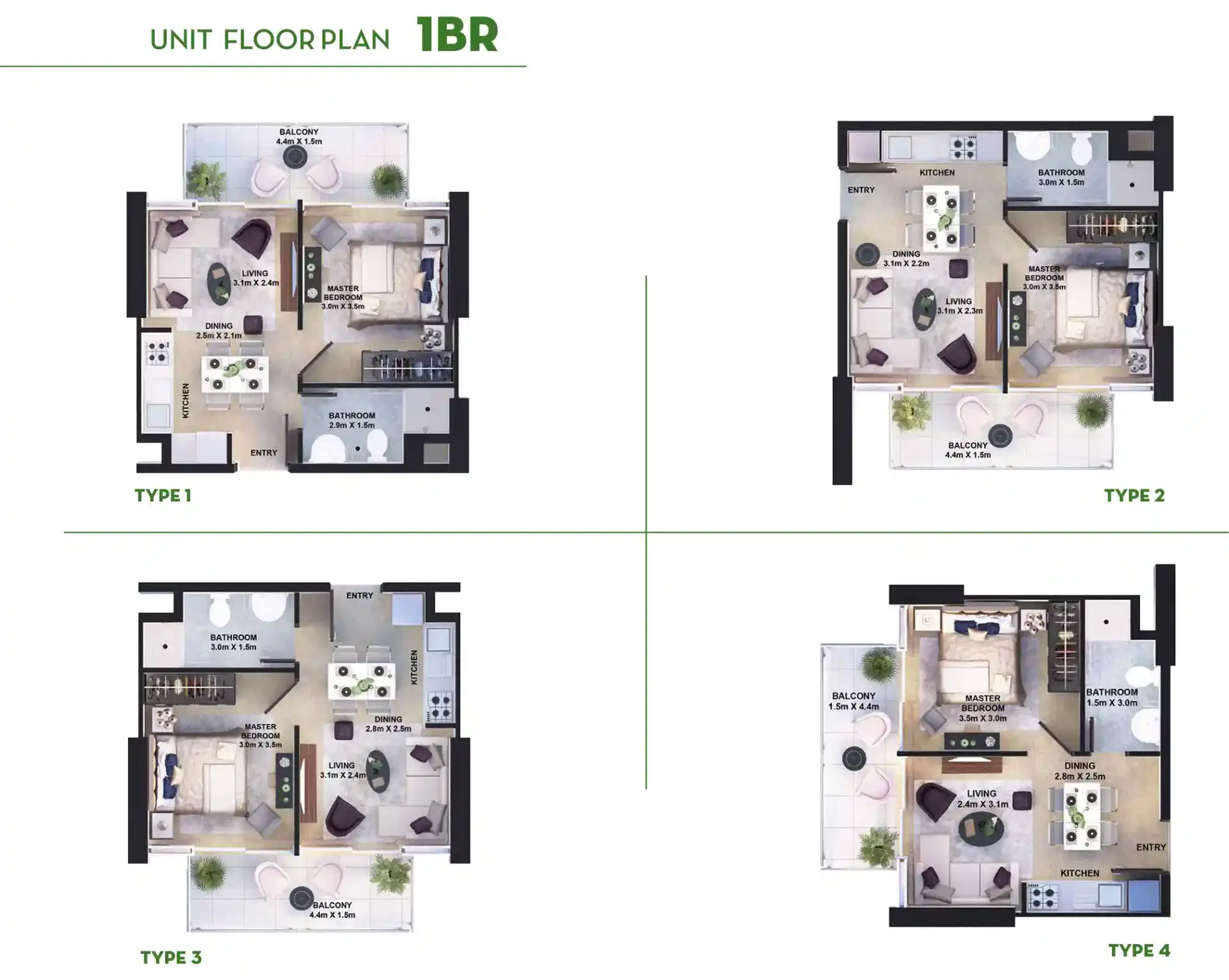 1 Bedroom Apartments